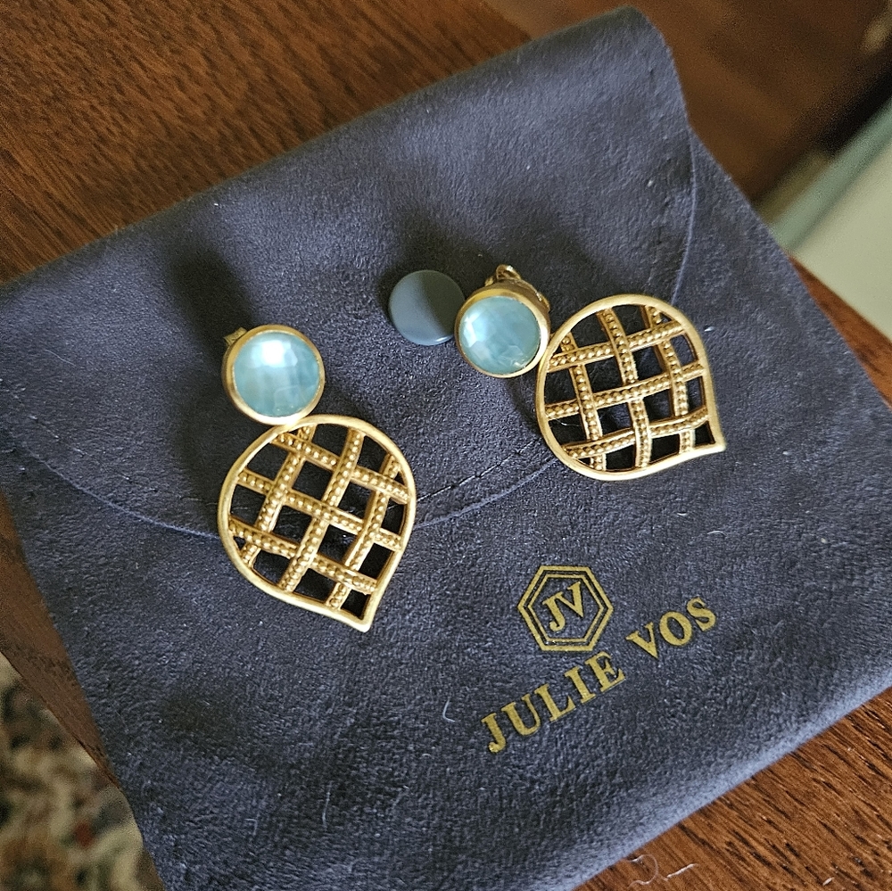 Julie Vos Authentic Loire earrings chalcedony blue